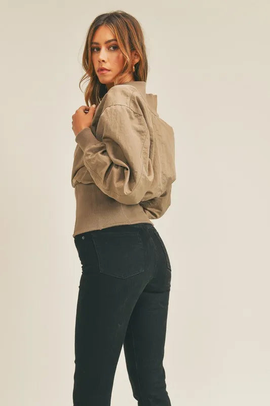 Two-Way Long Sleeve Jacket in Mocha