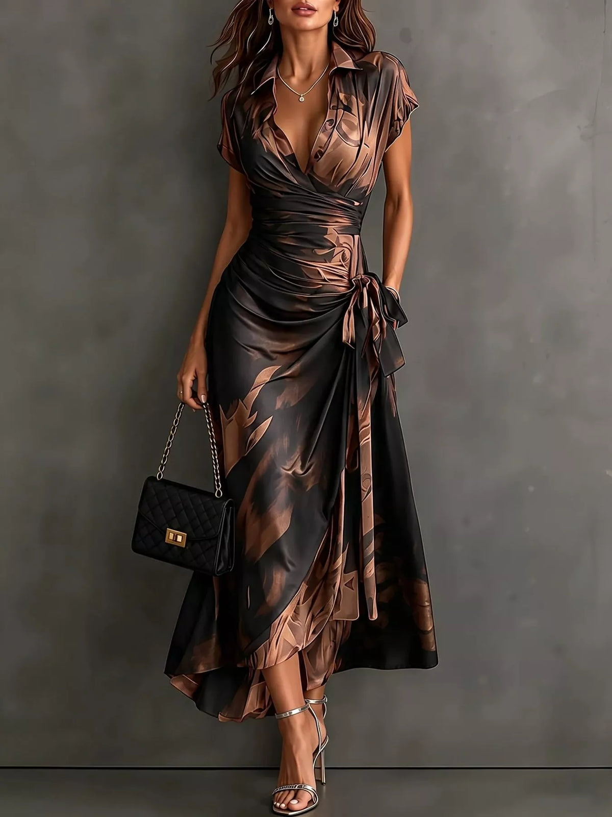 Tie Detail Surplice Dress
