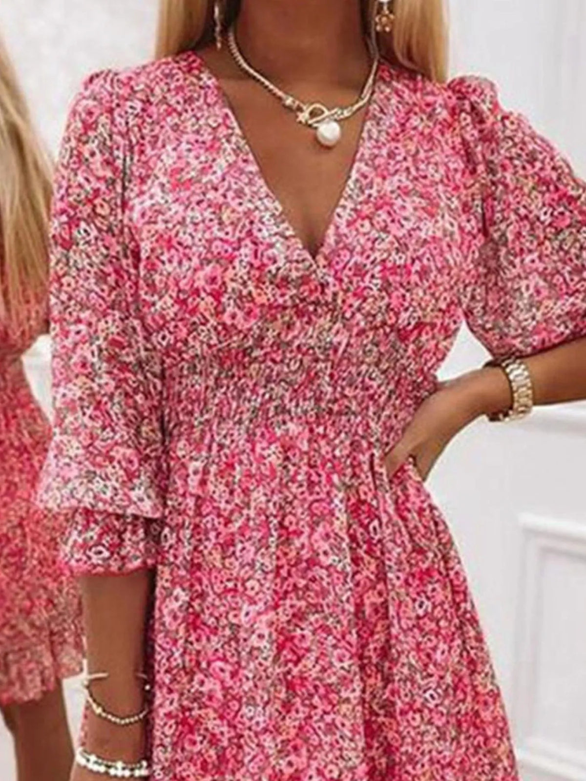 Tiered Ruffled Hem Floral Dress