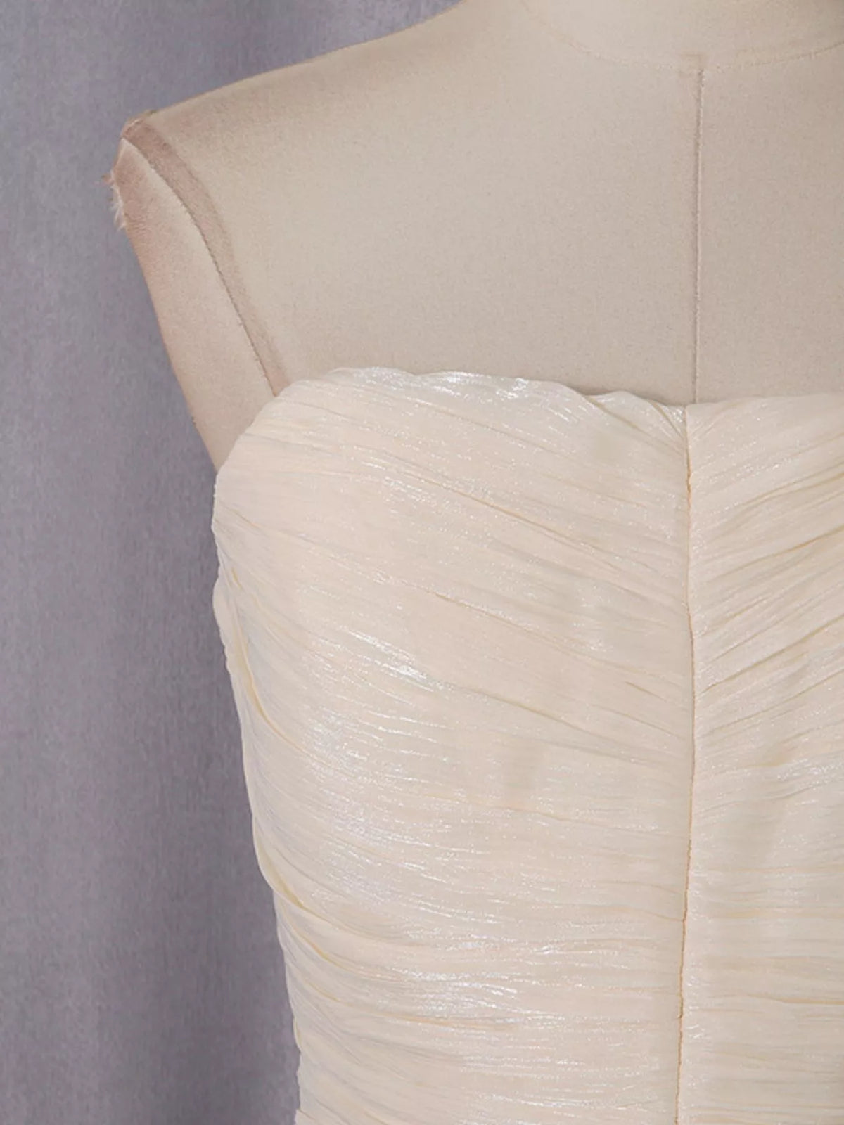 Strapless Ruffle Ruched Mini Dress in Apricot
