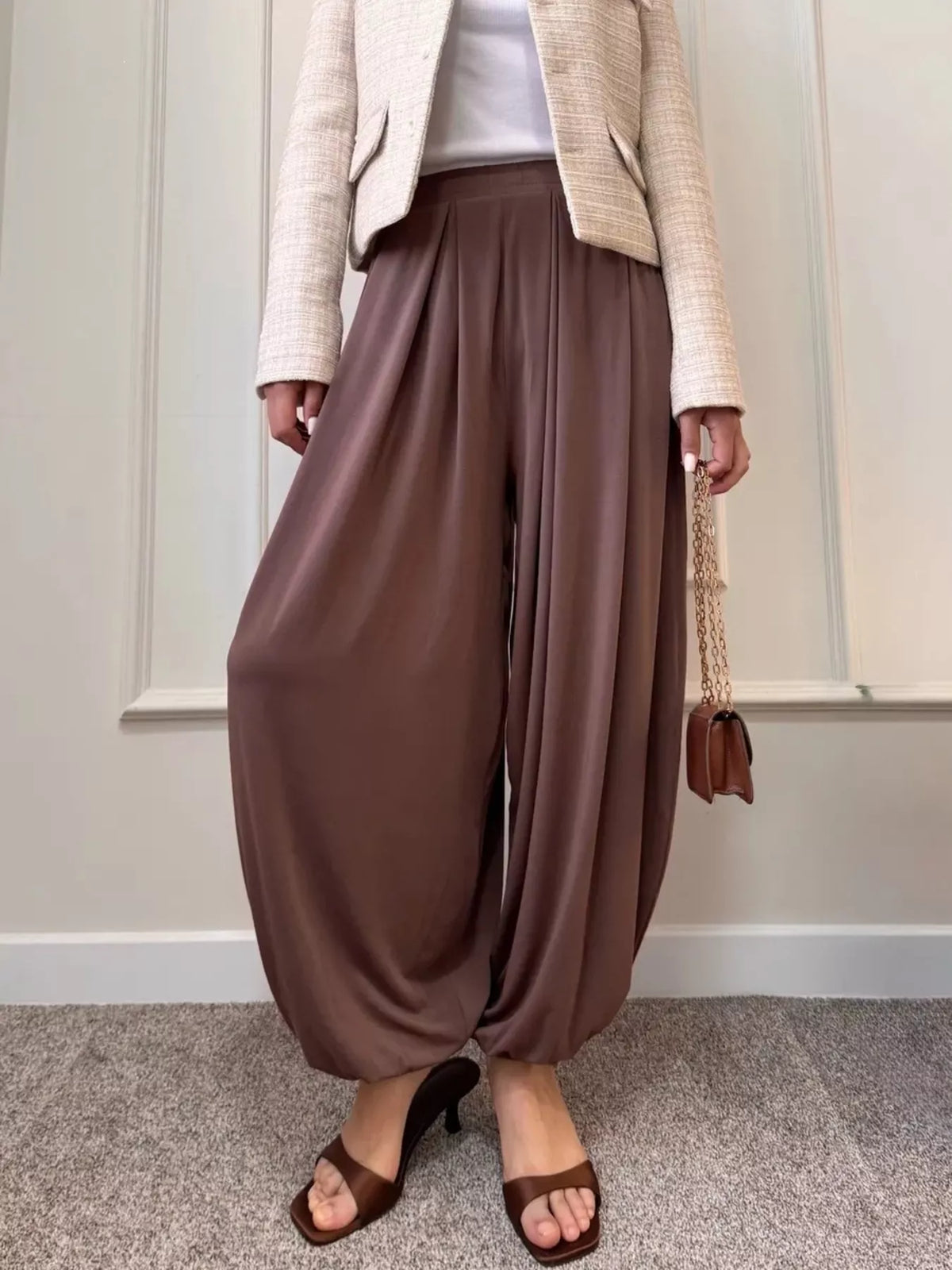 High-Waisted Pleated Wide-Leg Pants