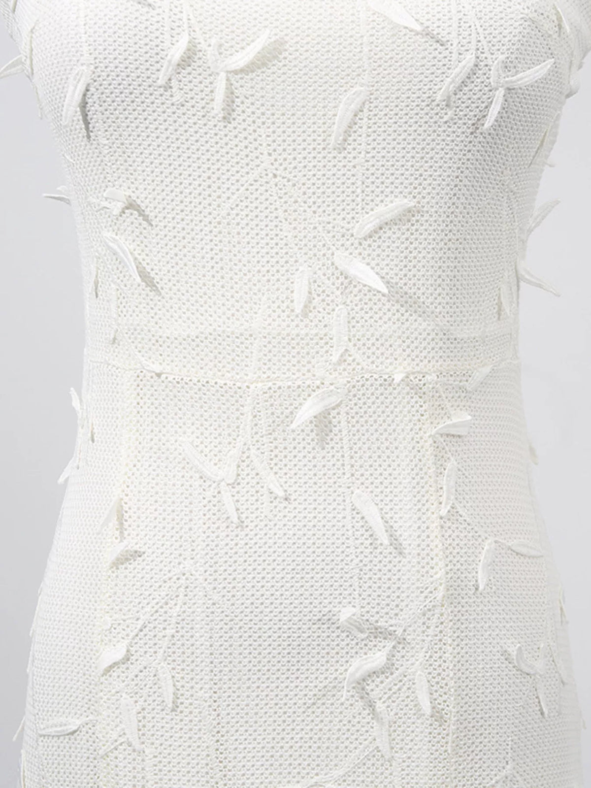 Sleeveless Floral Applique Midi Dress in Off-White