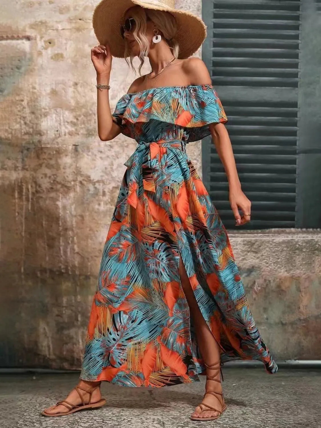 Ruffled Off-Shoulder Maxi Dress