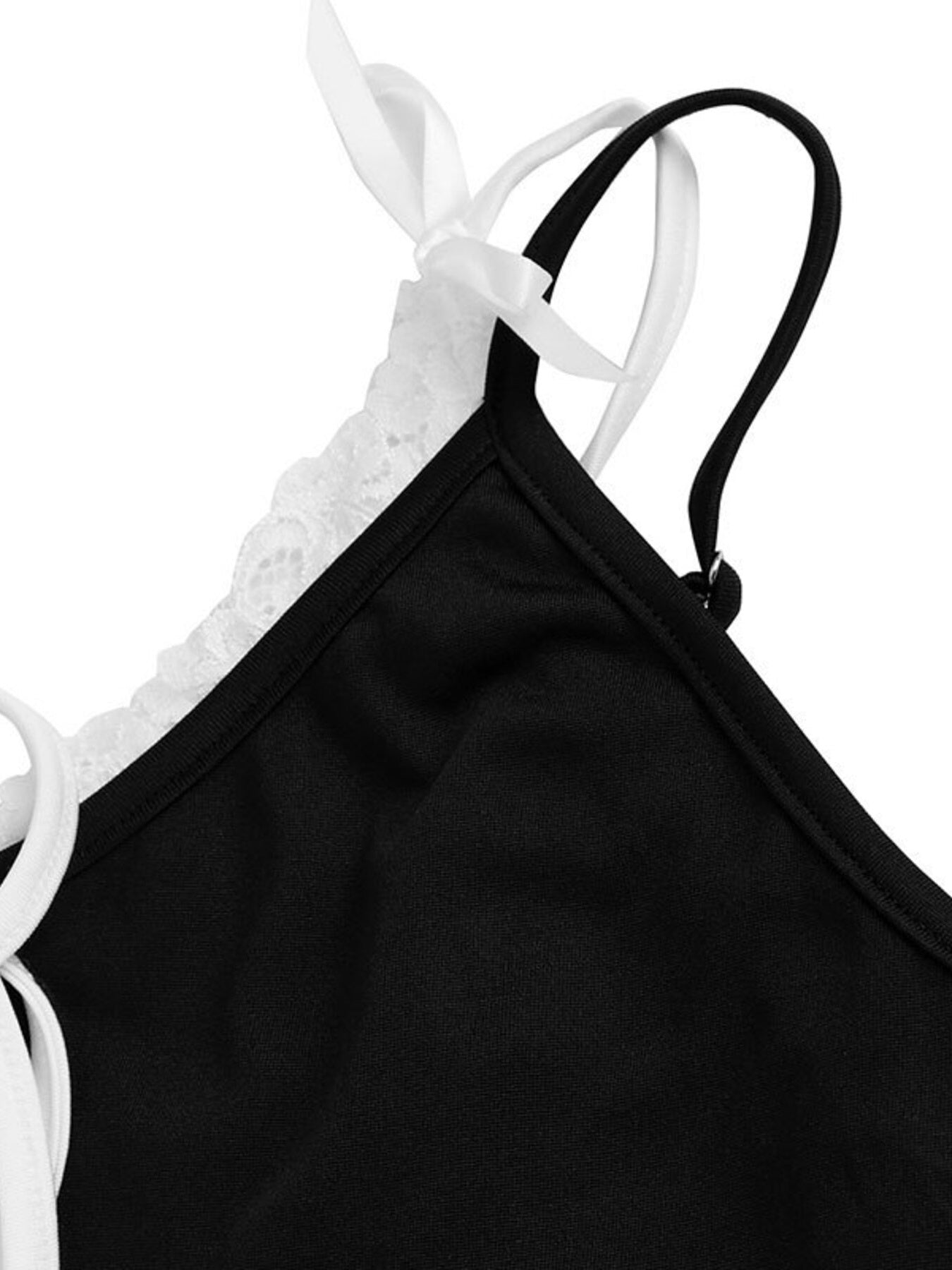 Lace-Trim Tie-Front Capri Jumpsuit in Black