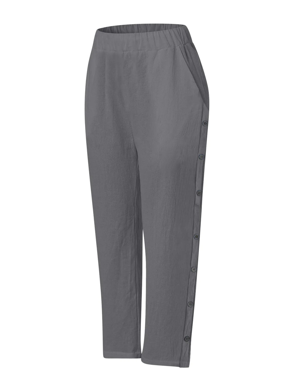Side Button Wide Leg Pants, Plus Size