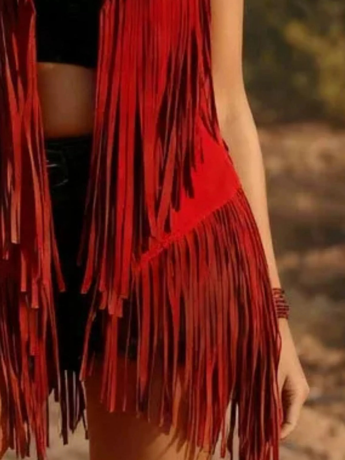 Fringed Hem Vest Coat