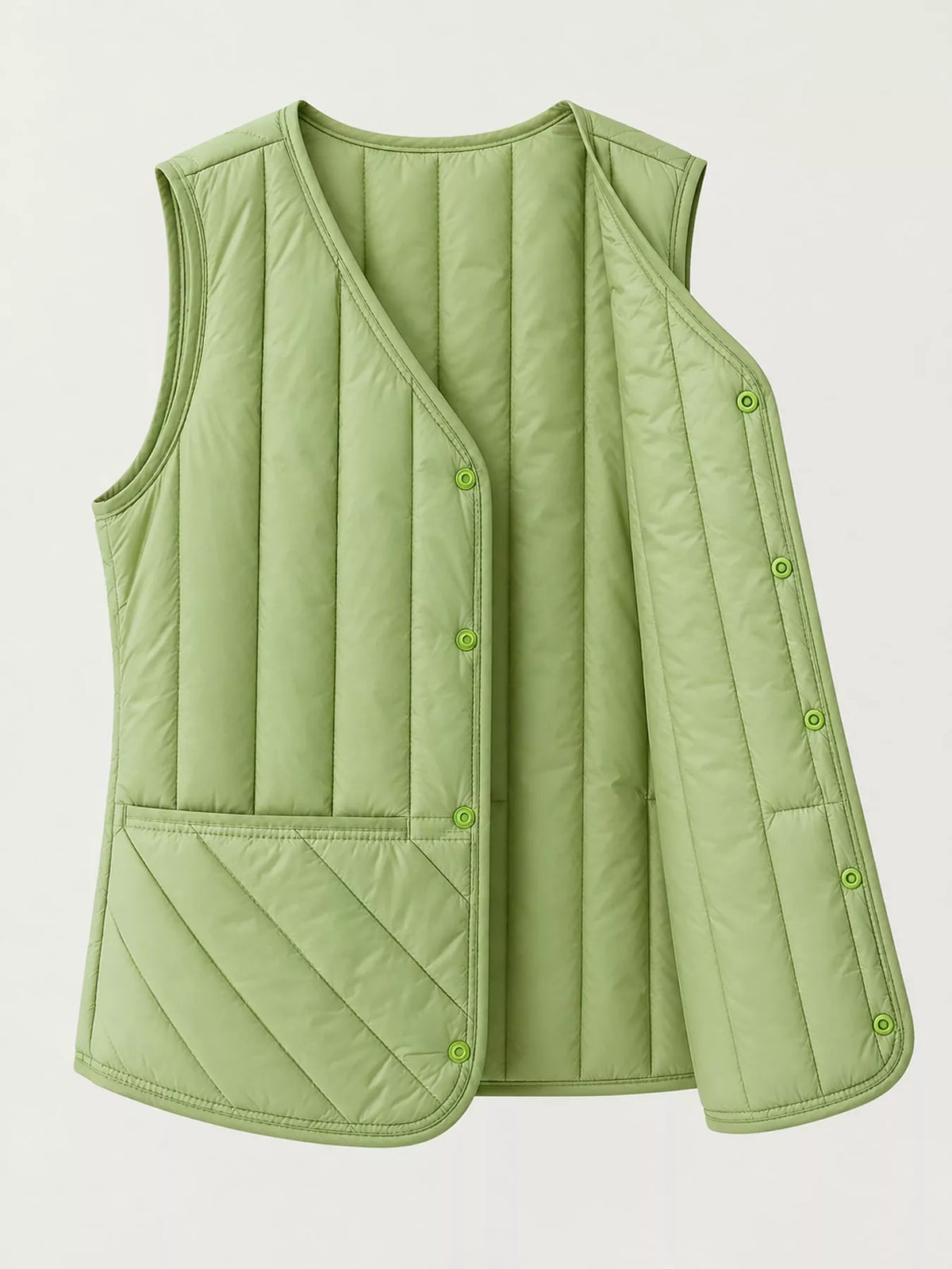 Quilted Button-Up Vest Coat