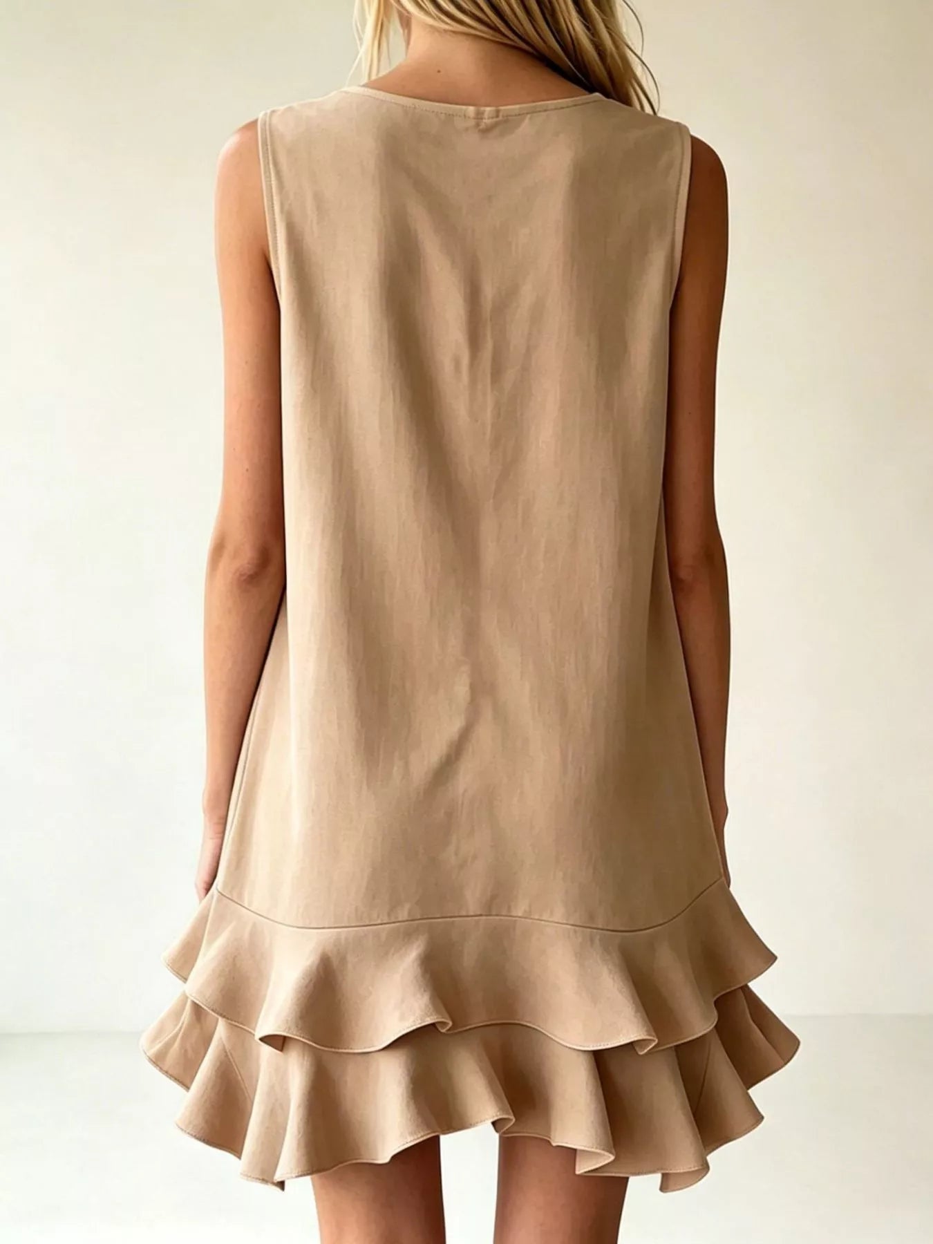 Sleeveless V-Neck Tiered Ruffle Mini Dress