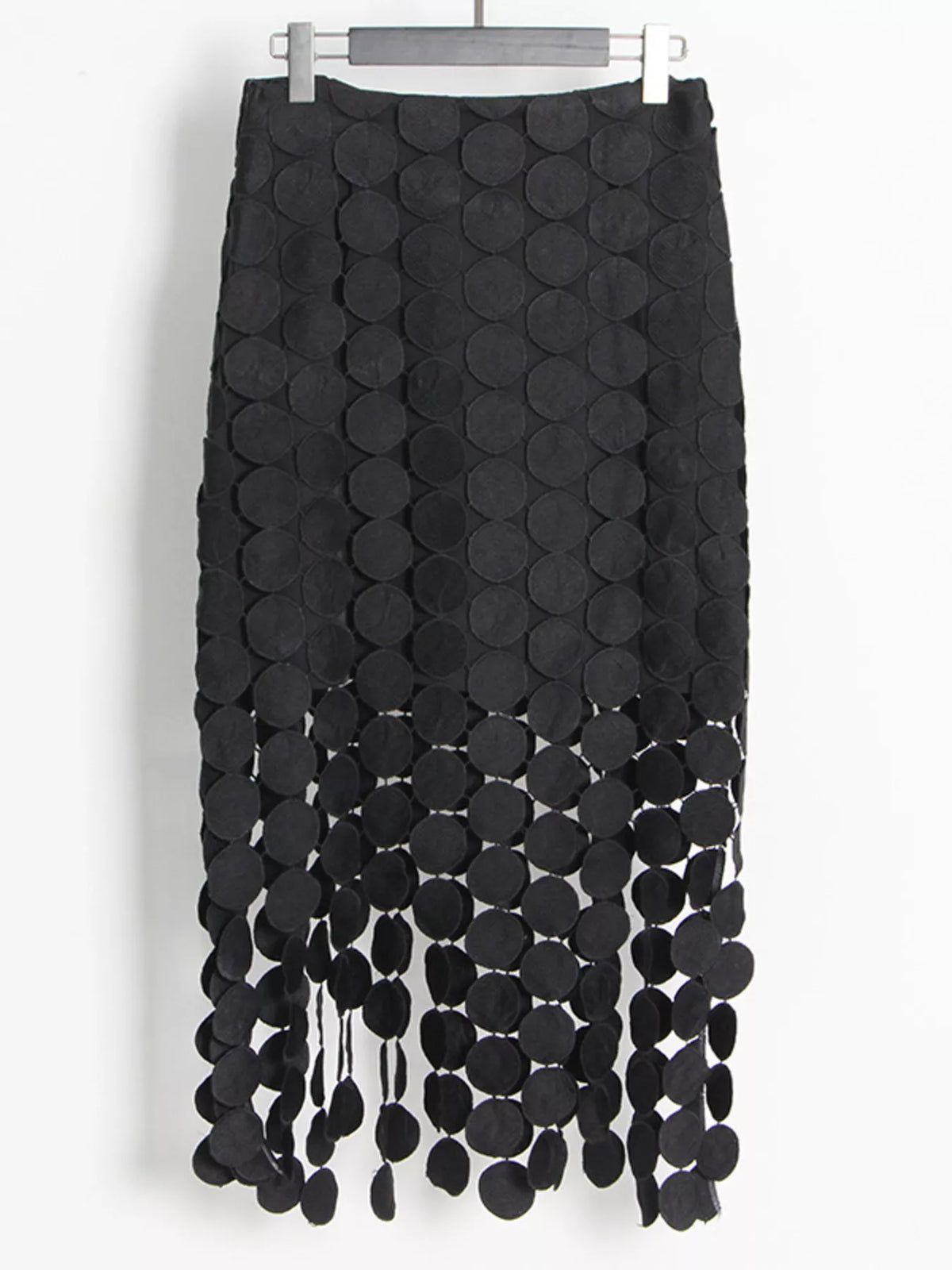 Fringe Midi Skirt with Asymmetrical Cutout