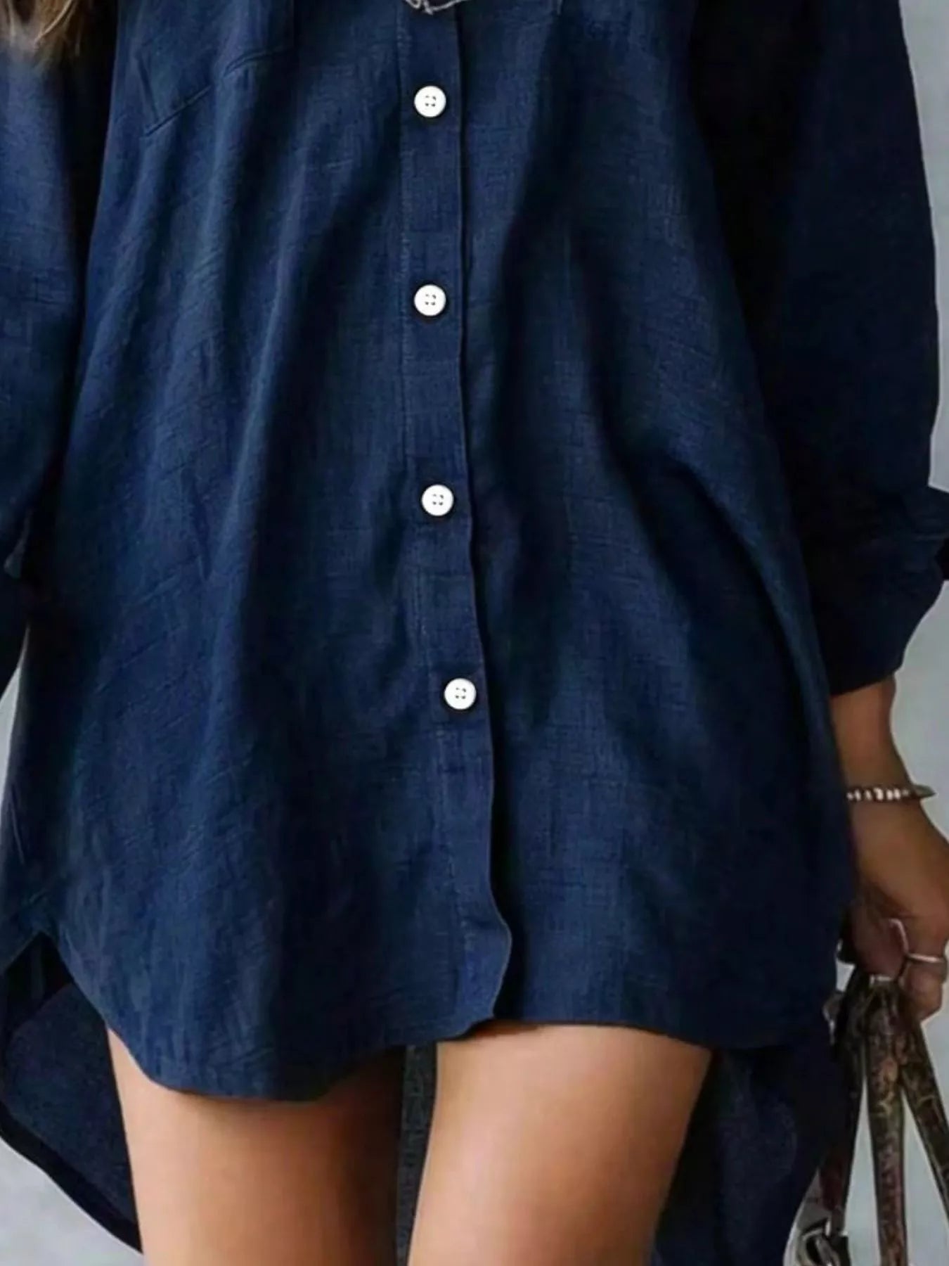 Button-Front Shirt Dress with Pockets