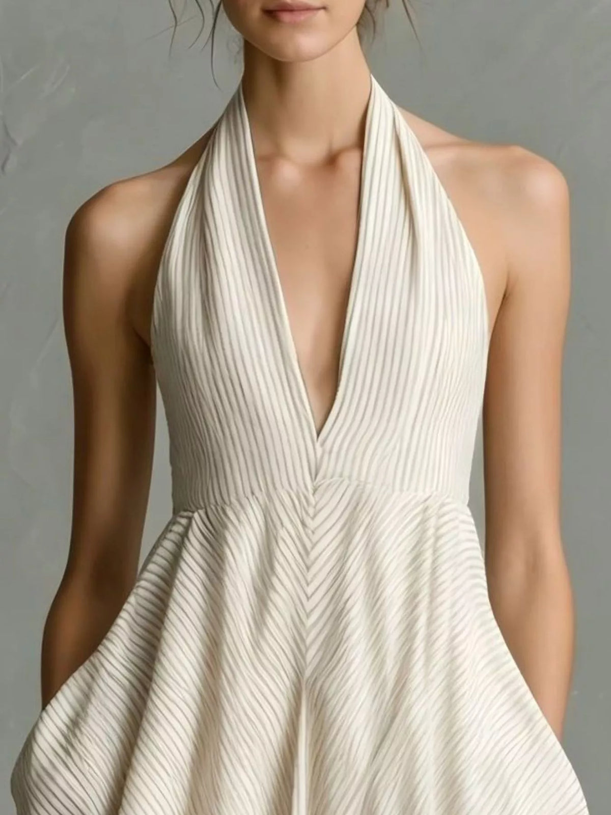 Striped Halter Maxi Dress with Pockets