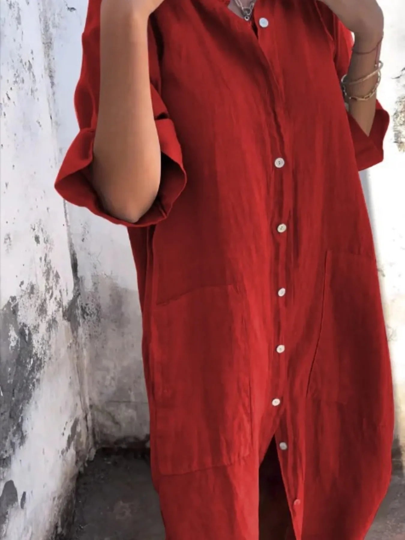 Linen Button-Down Shirt Dress