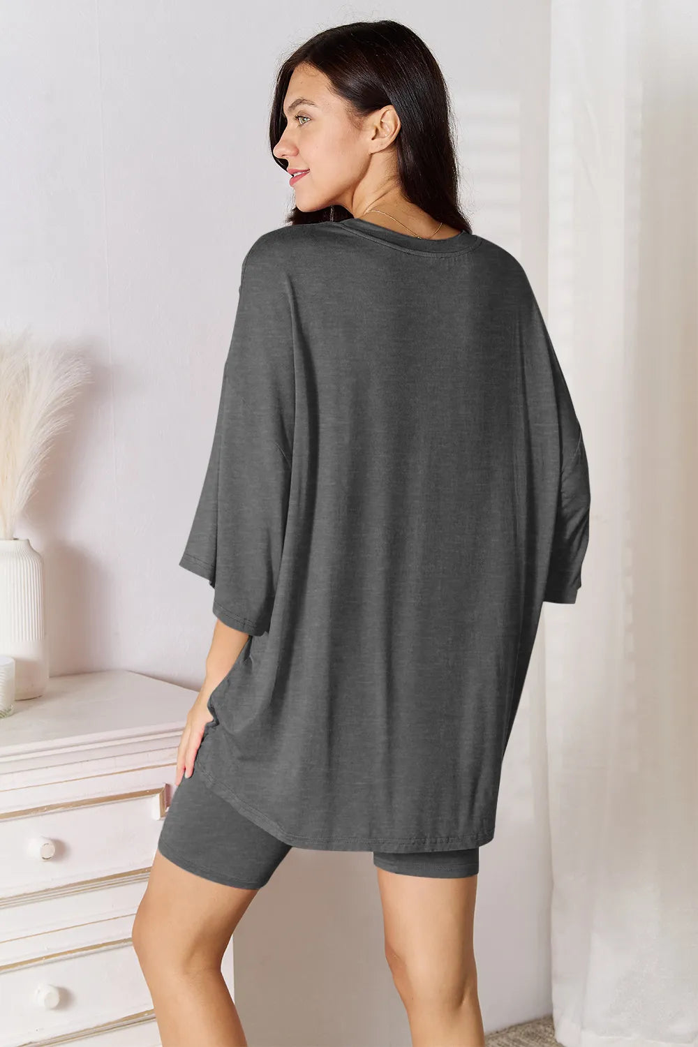Basic Bae Three-Quarter Sleeve Top and Shorts Set