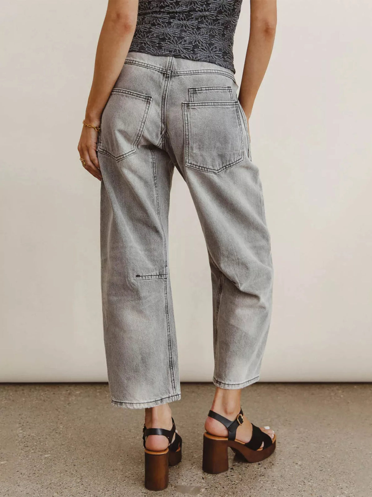 Drawstring Wide Leg Cropped Jeans by Dreamy Drapes
