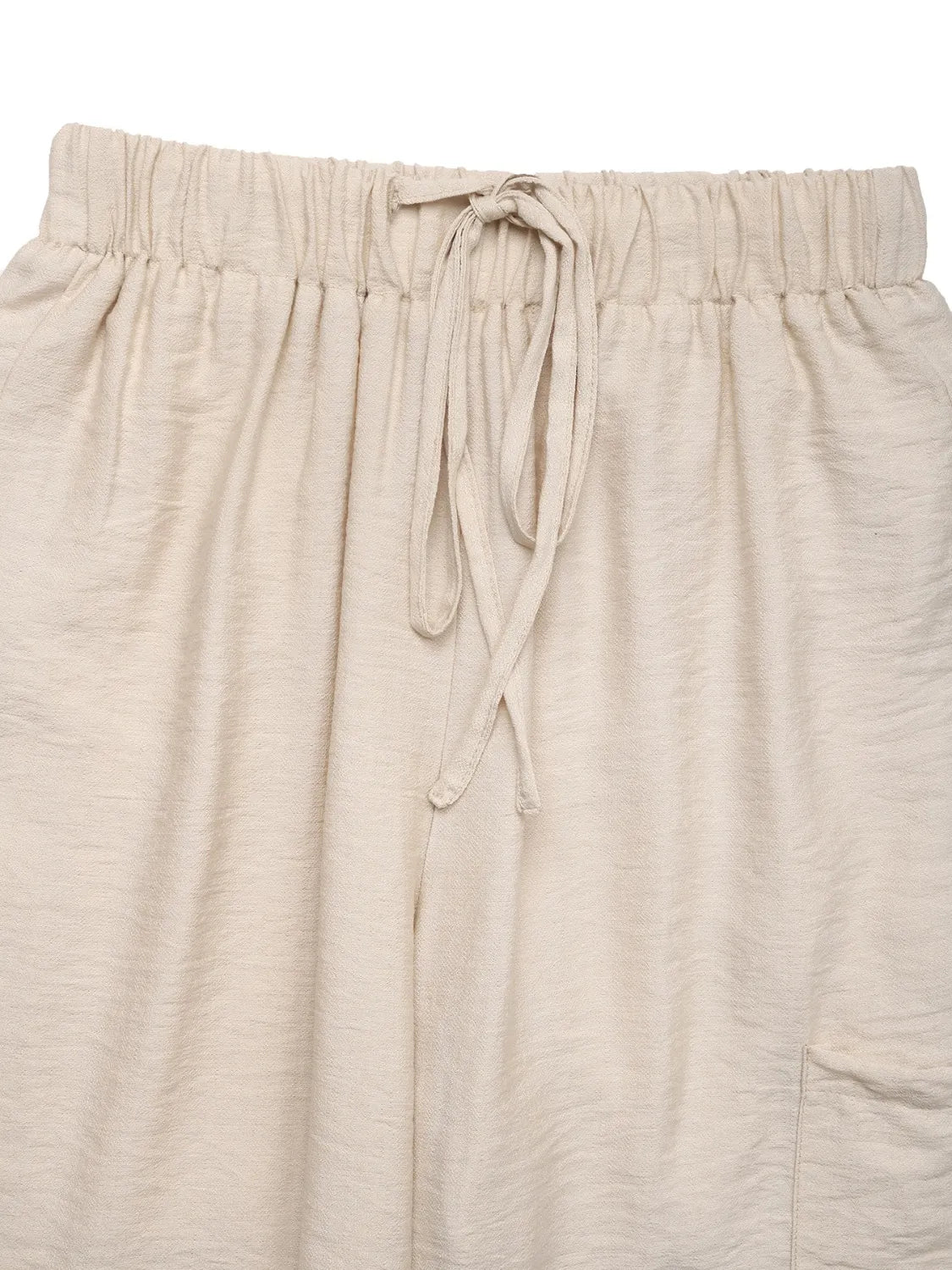Drawstring Wide Leg Pants in Tan