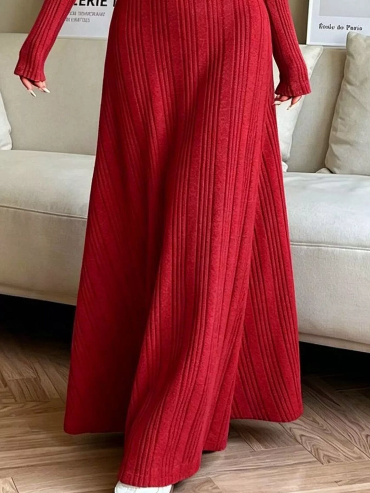 Ribbed Knit Long-Sleeve Dress