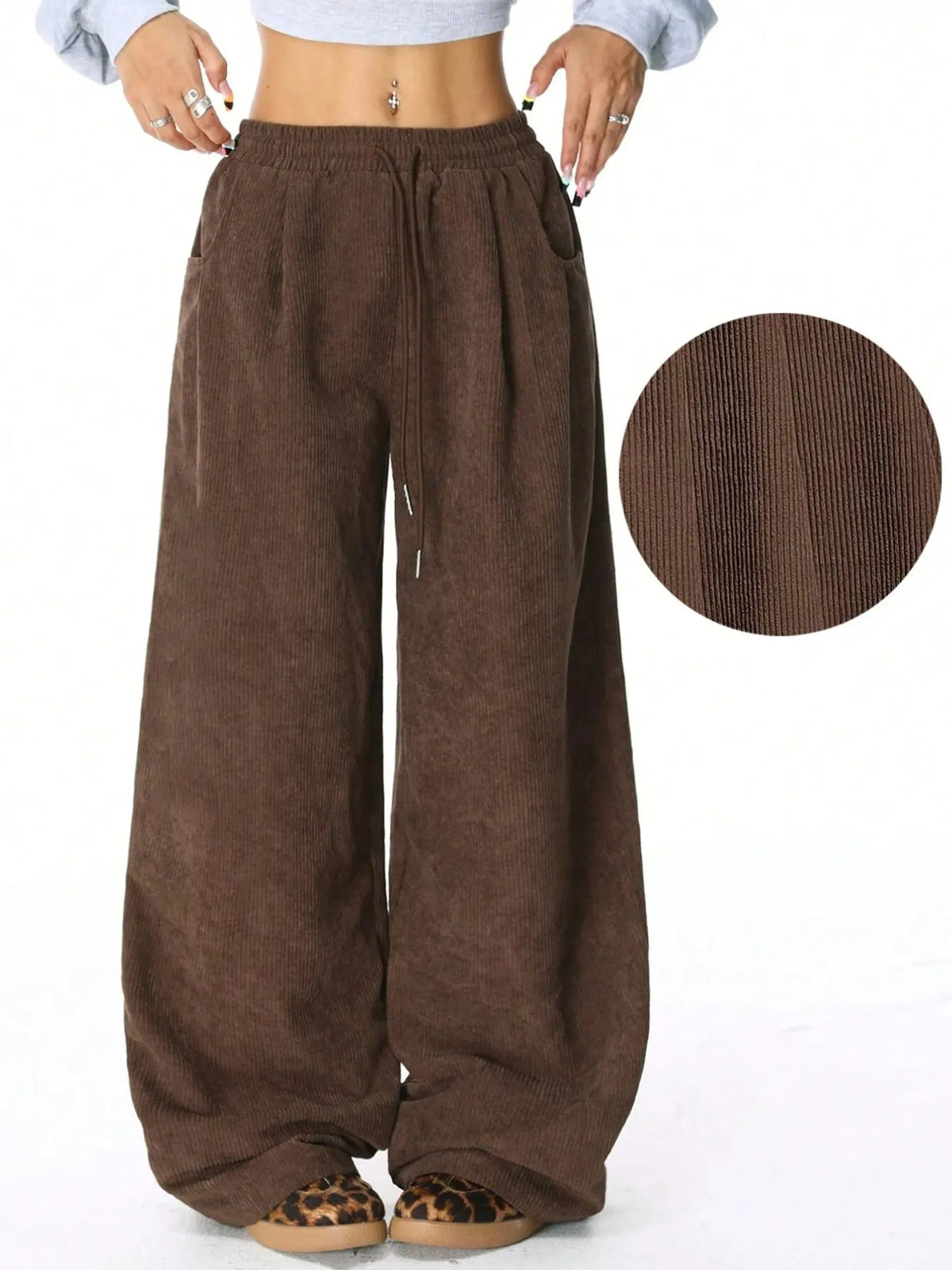Drawstring Wide-Leg Pants