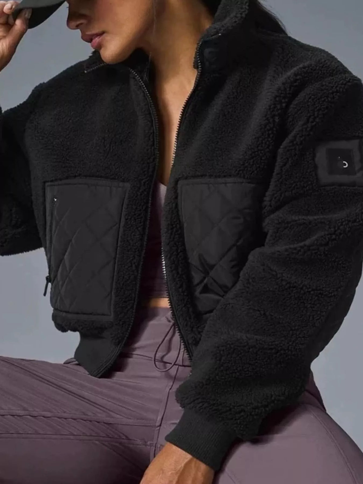 Sherpa Quilted Zip-Up Jacket