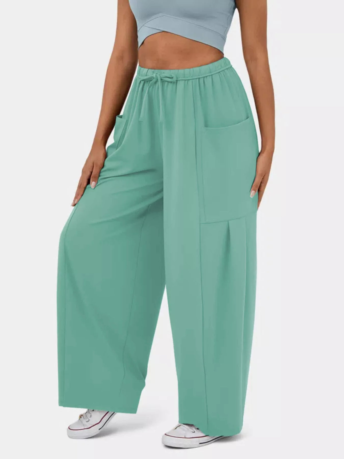 High-Waisted Adjustable Wide-Leg Pants