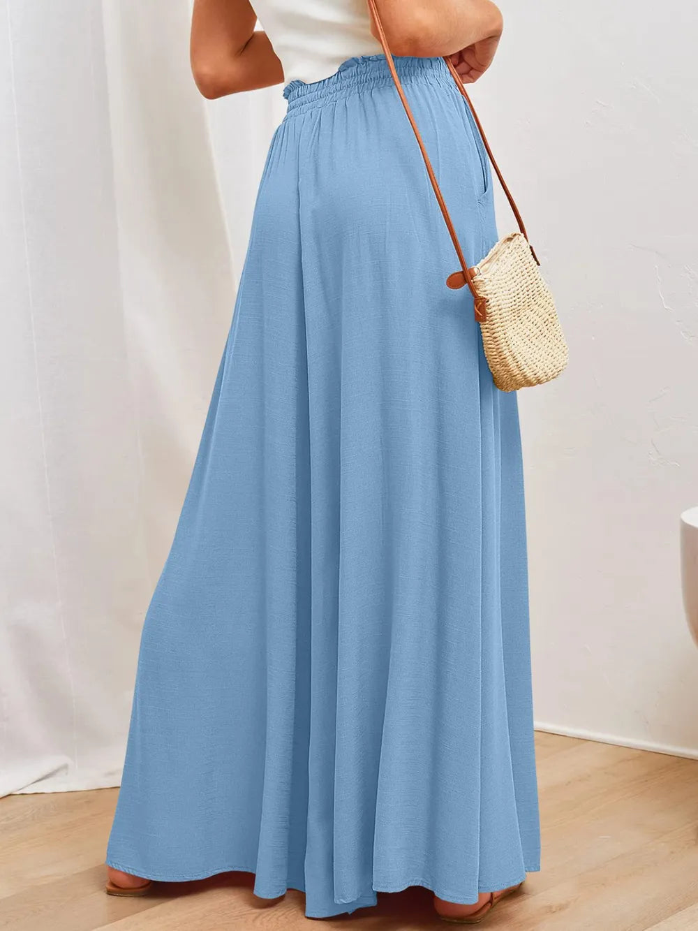 Opaque Wide Leg Pants with Pockets