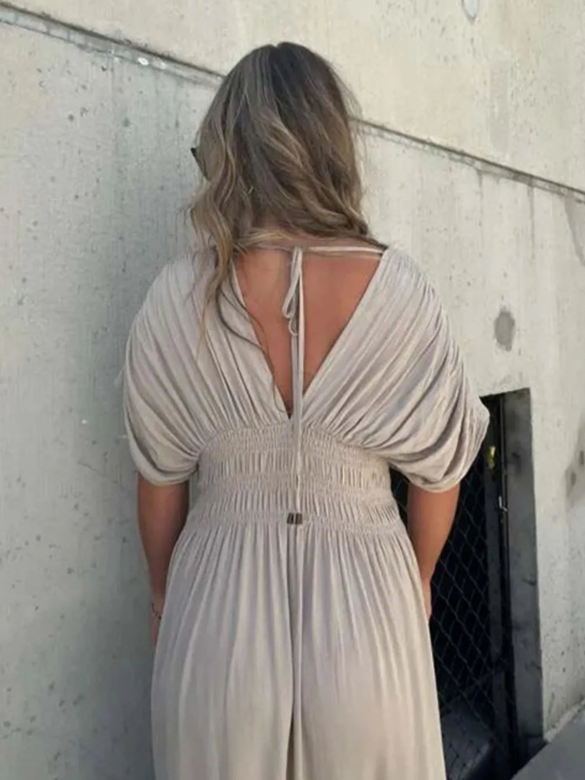 Deep V-Neck Maxi Dress with Side Slit