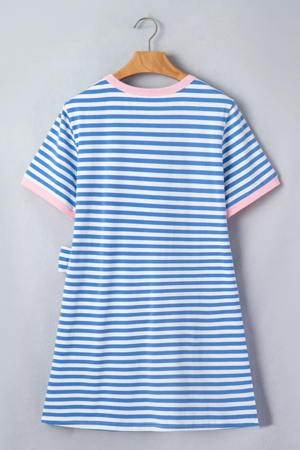 Nautical Stripe Tie Mini Dress in Light Blue