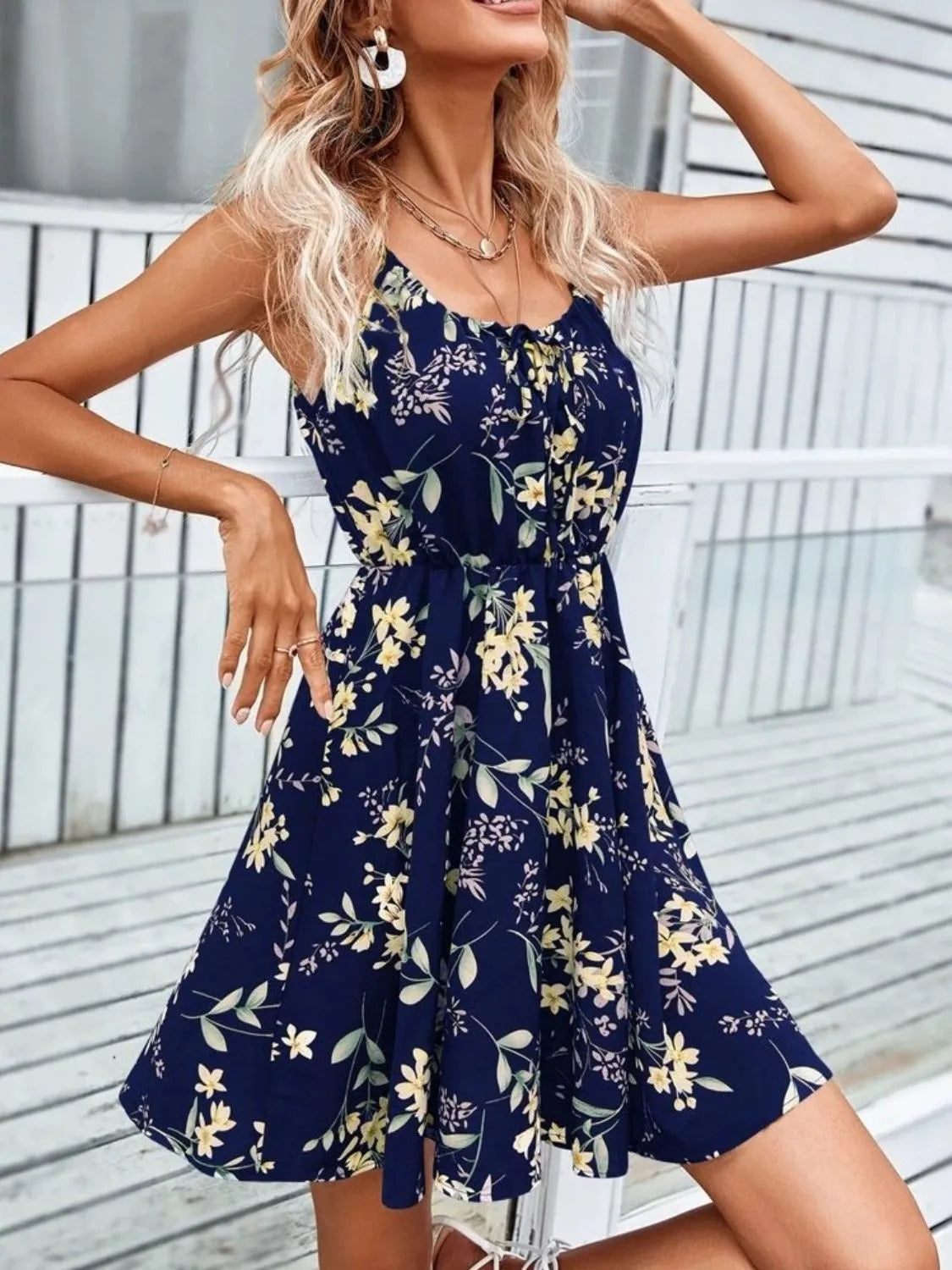 Floral Print Spaghetti-Strap Mini Dress