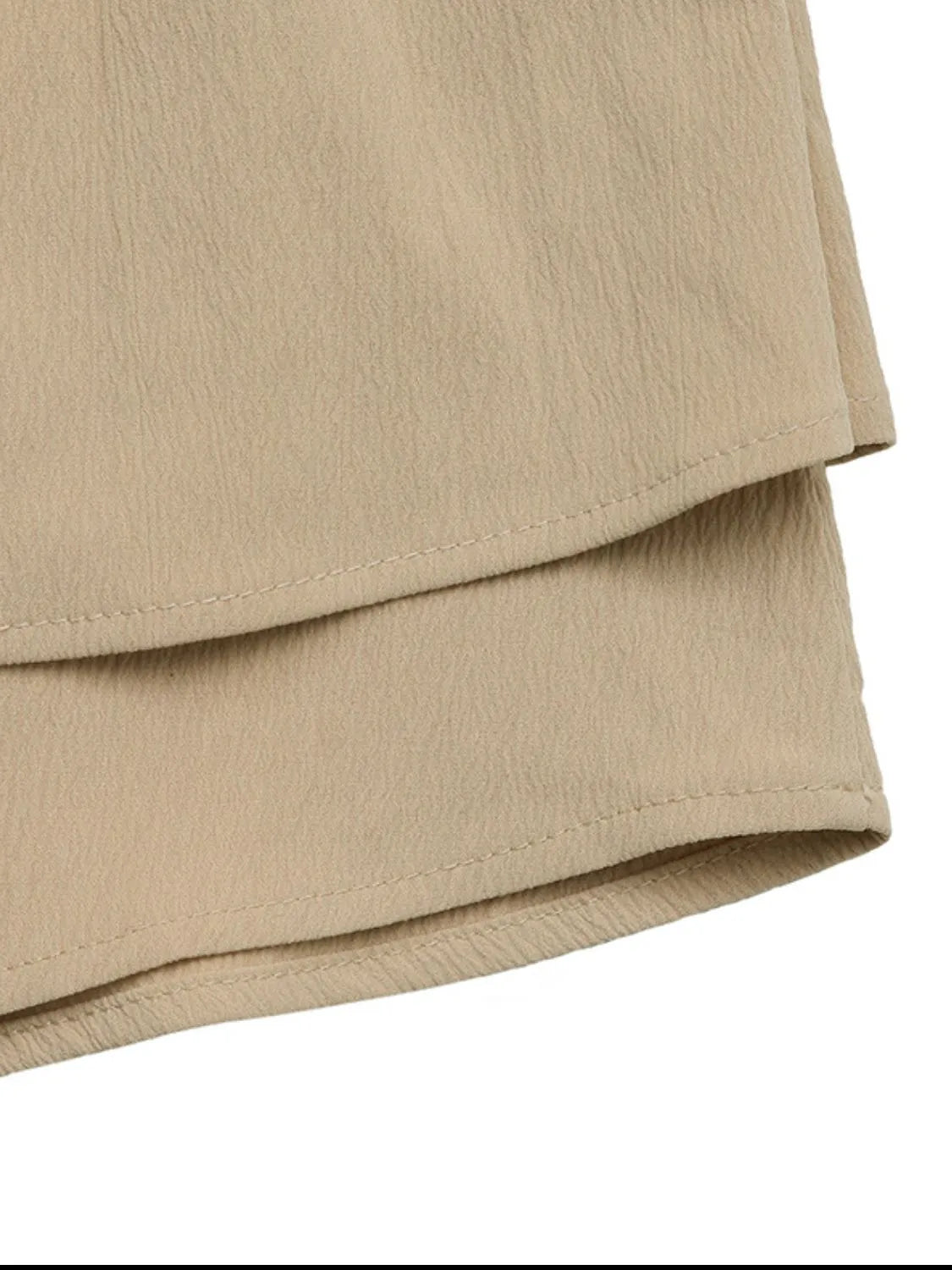 Elastic Waist Layered Skirt in Tan