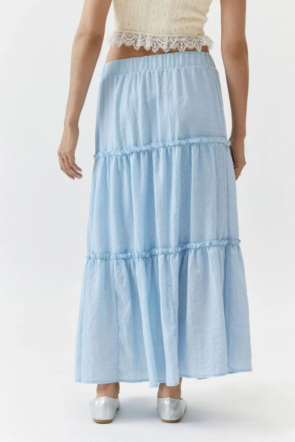 Frill Elastic Waist Skirt by Mystique Q