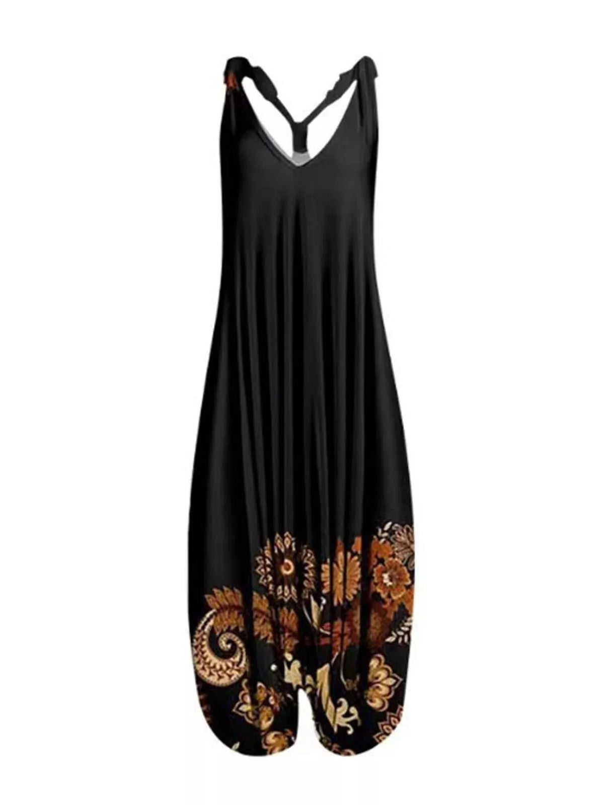 Plus Size Printed V-Neck Sleeveless Romper