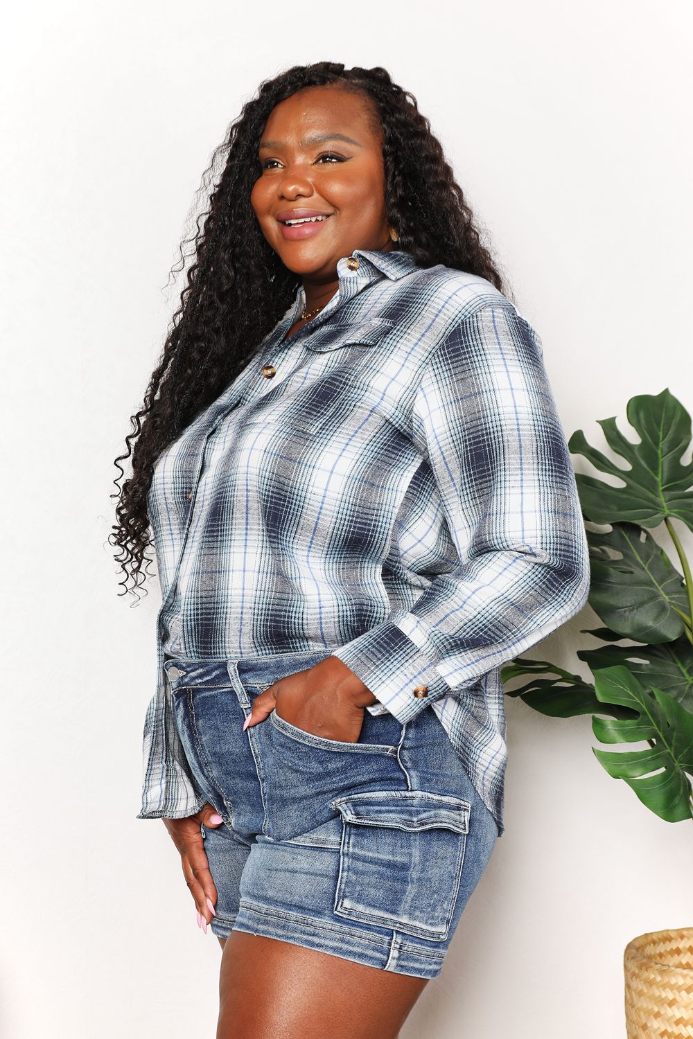 Plaid Dropped-Shoulder Shirt