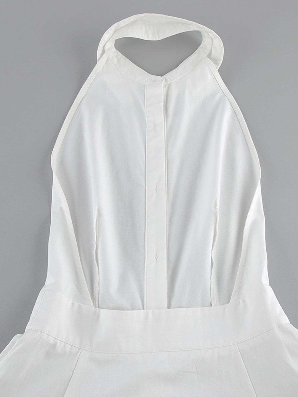 Backless Button Front Maxi Dress in White