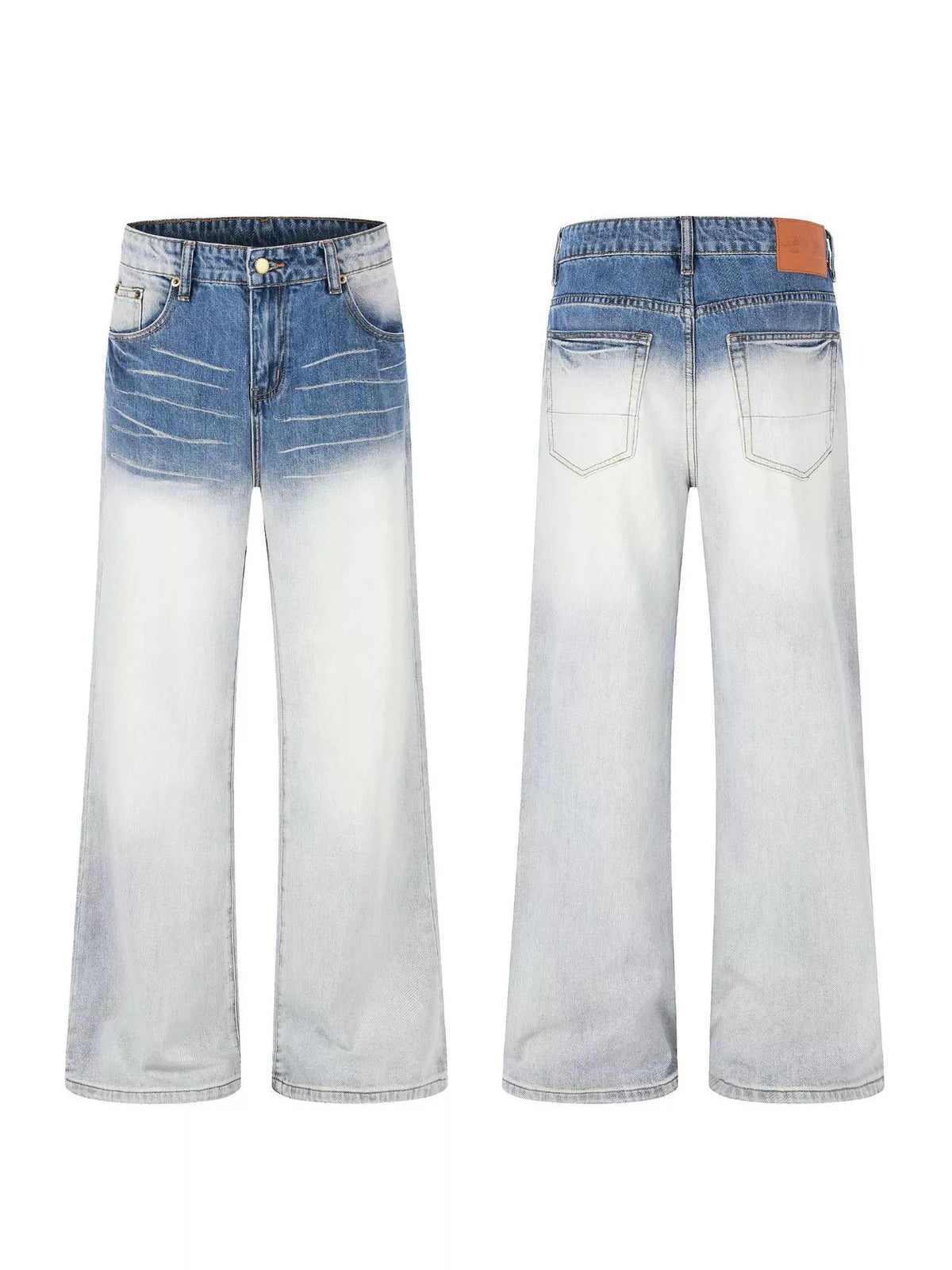 Washed Wide-Leg Jeans in Blue by TrendMaster