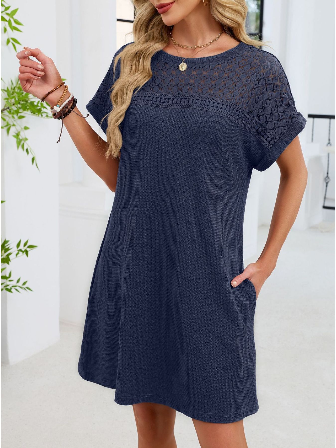 Lace Cutout T-Shirt Dress