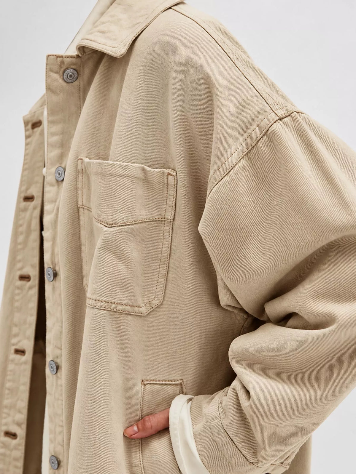 Button-Up Long Sleeve Denim Jacket