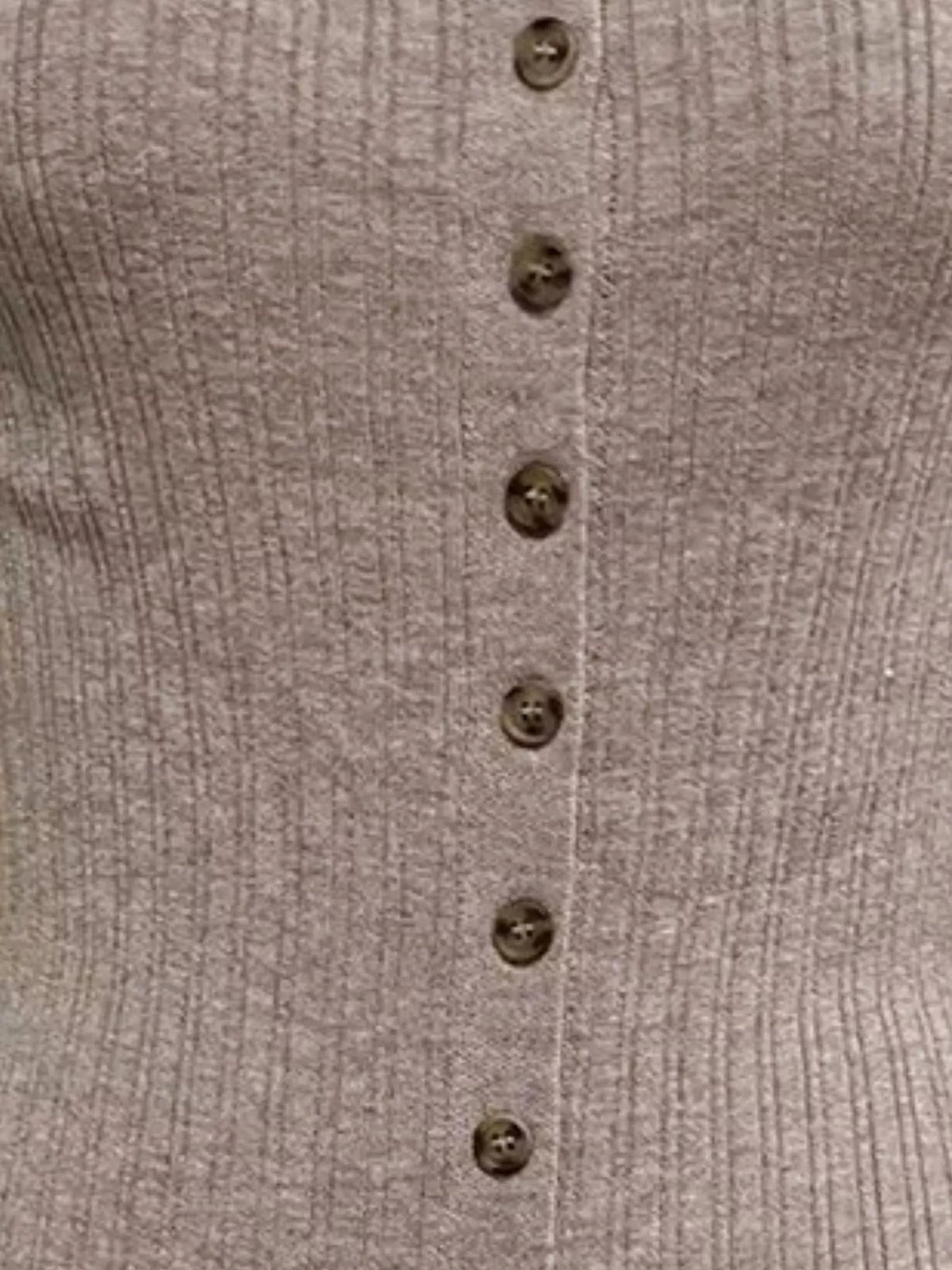 Ribbed Button-Front Sweater Dress in Mocha