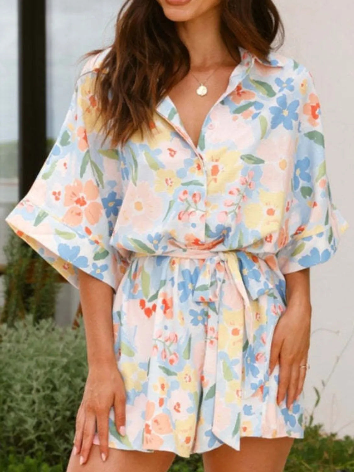 Tie-Waist Romper in Multicolor