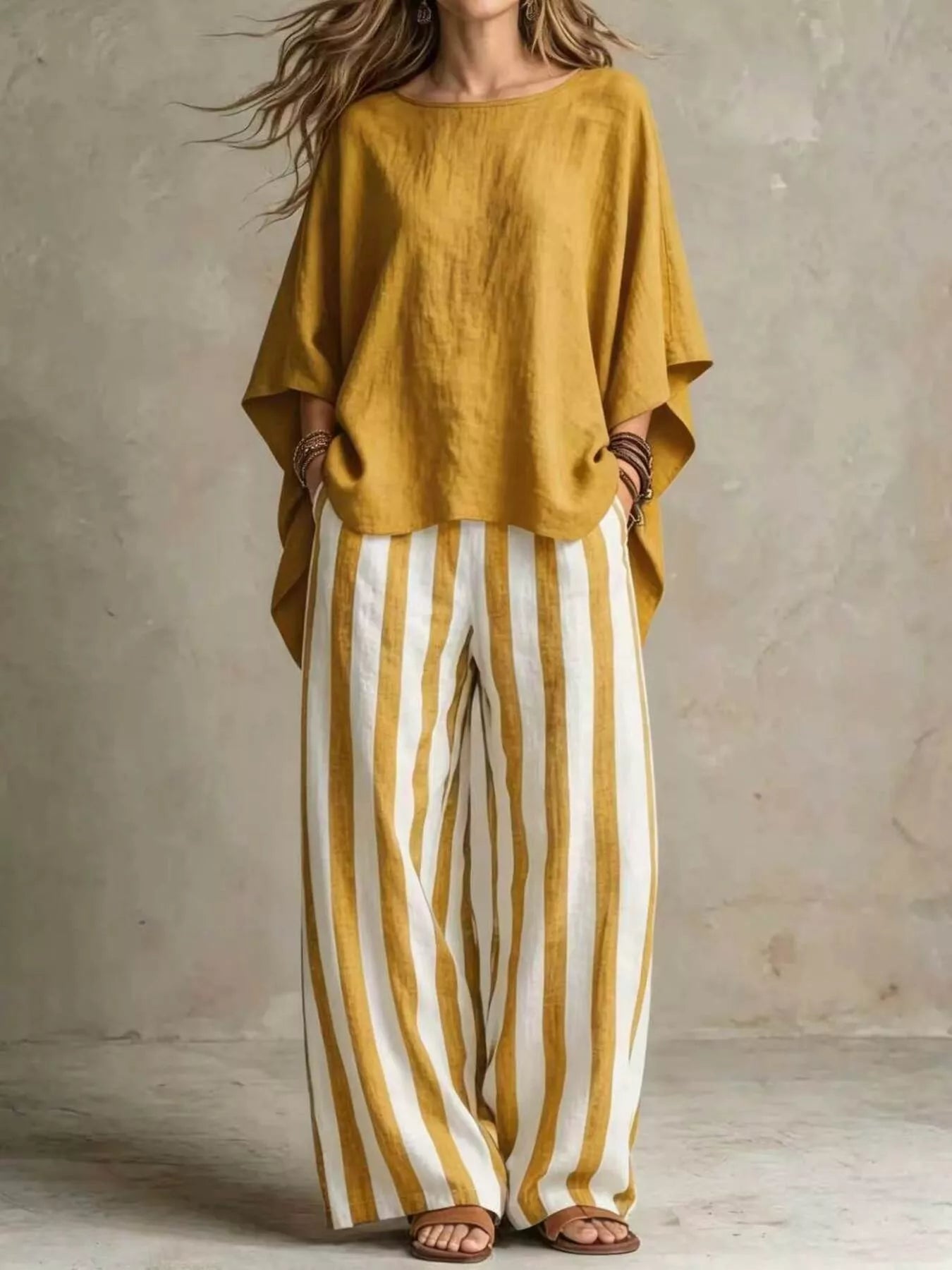Solid Pocketed Top and Pants Set
