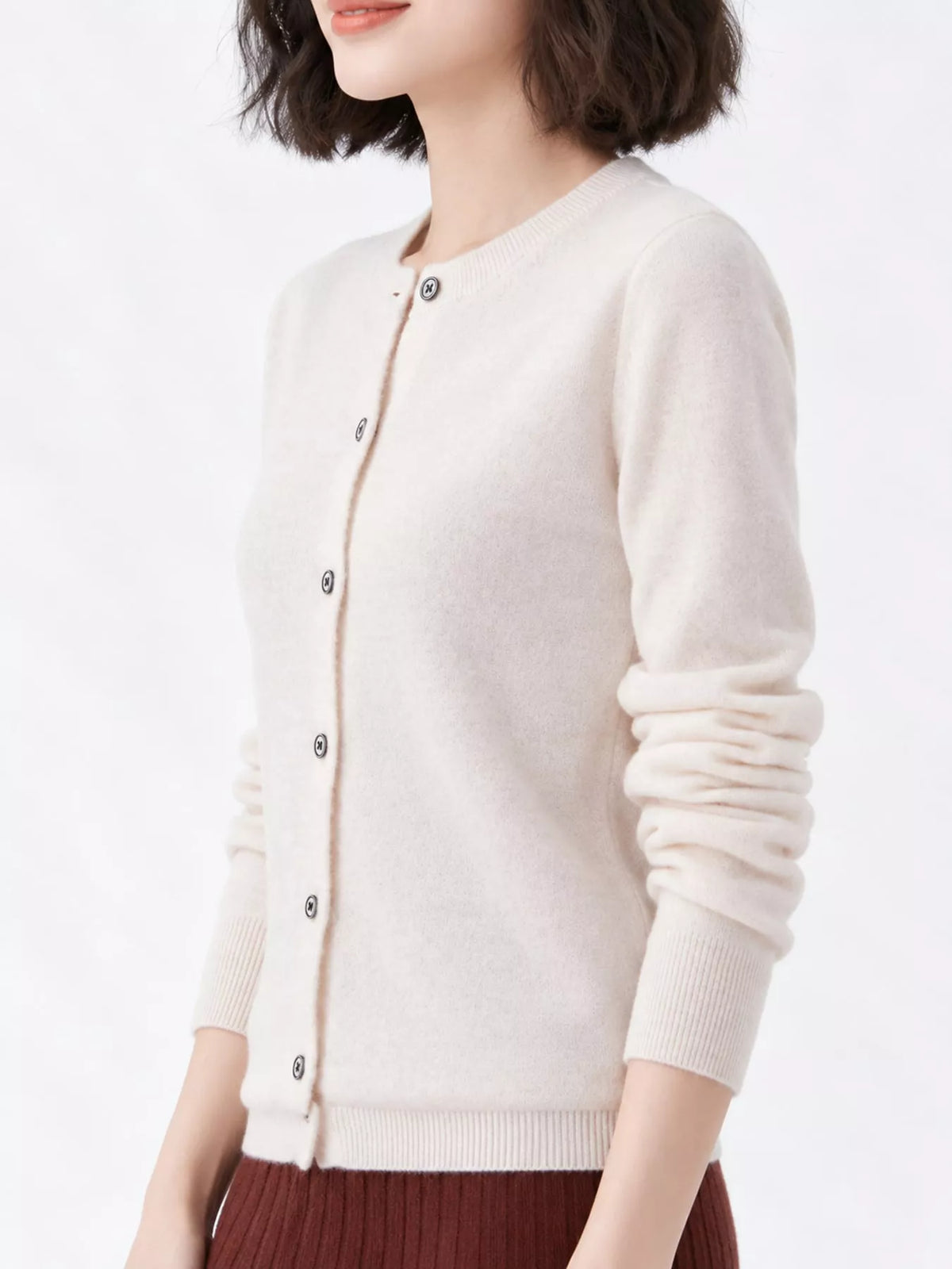 Crew Neck Button-Down Cardigan