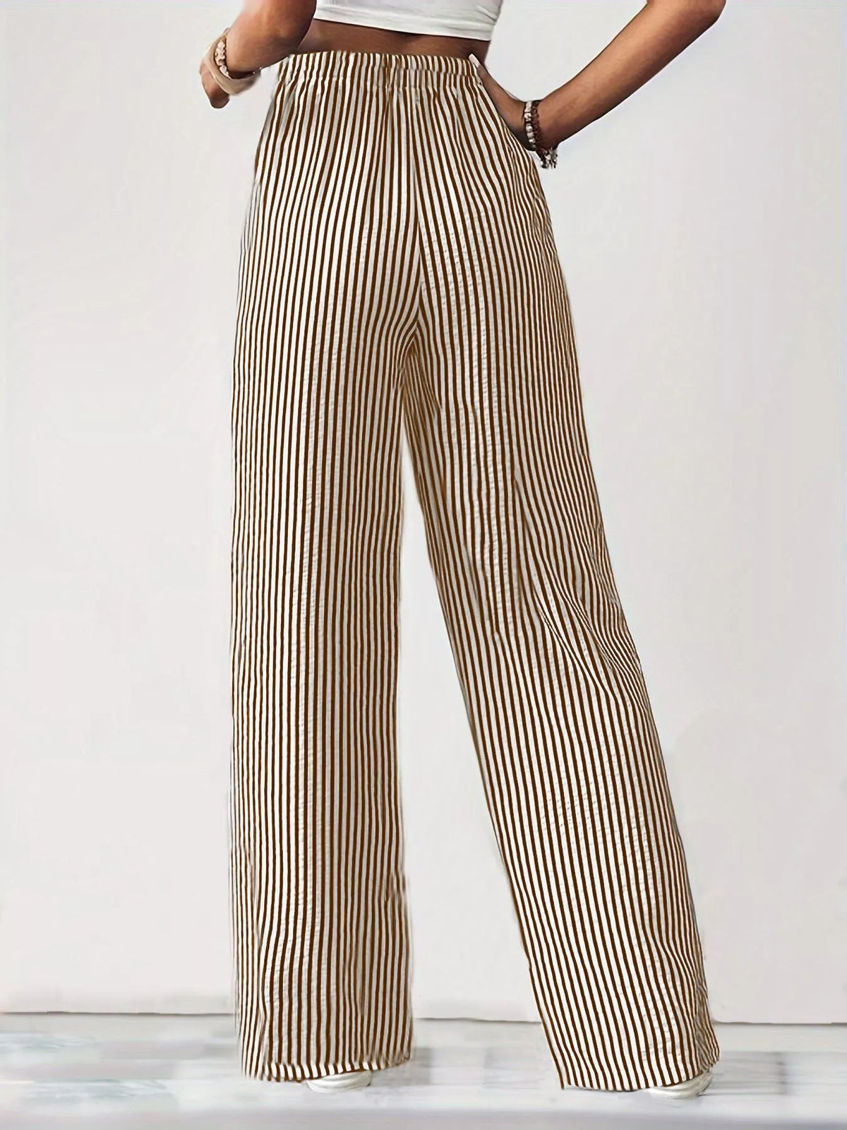 Striped High-Waisted Wide Leg Pants