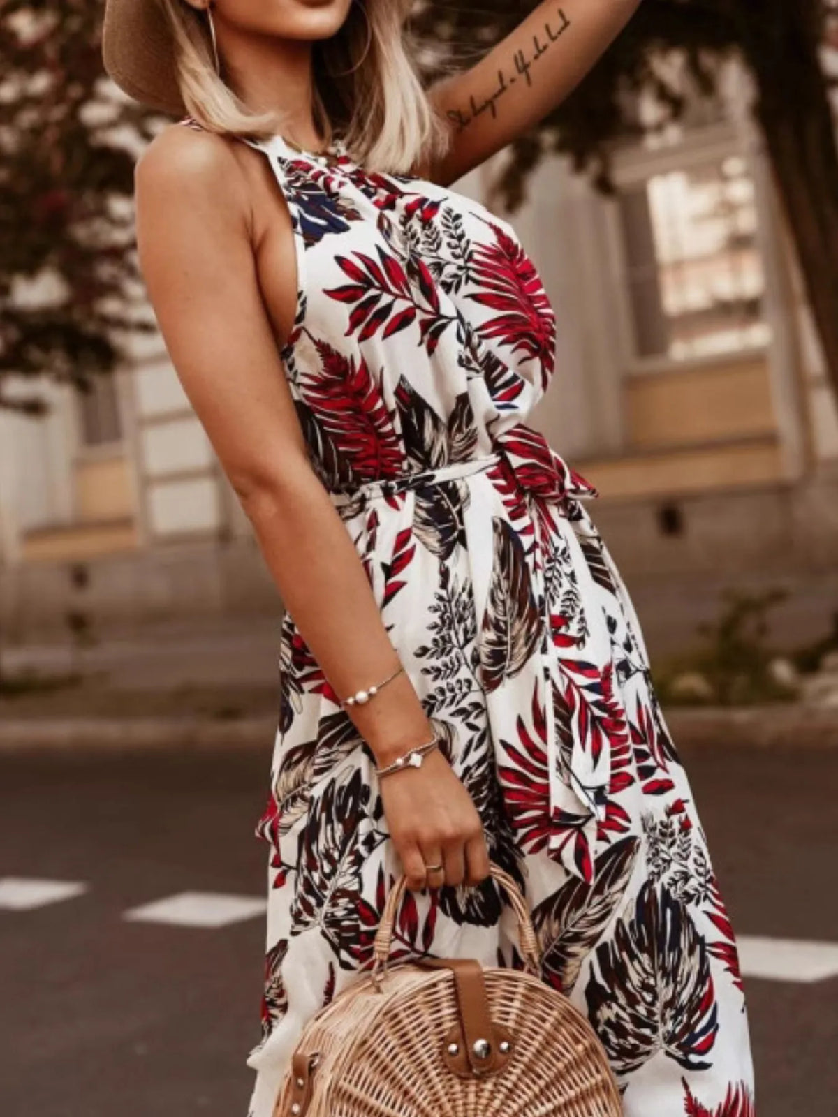 Tropical Floral Halter Dress