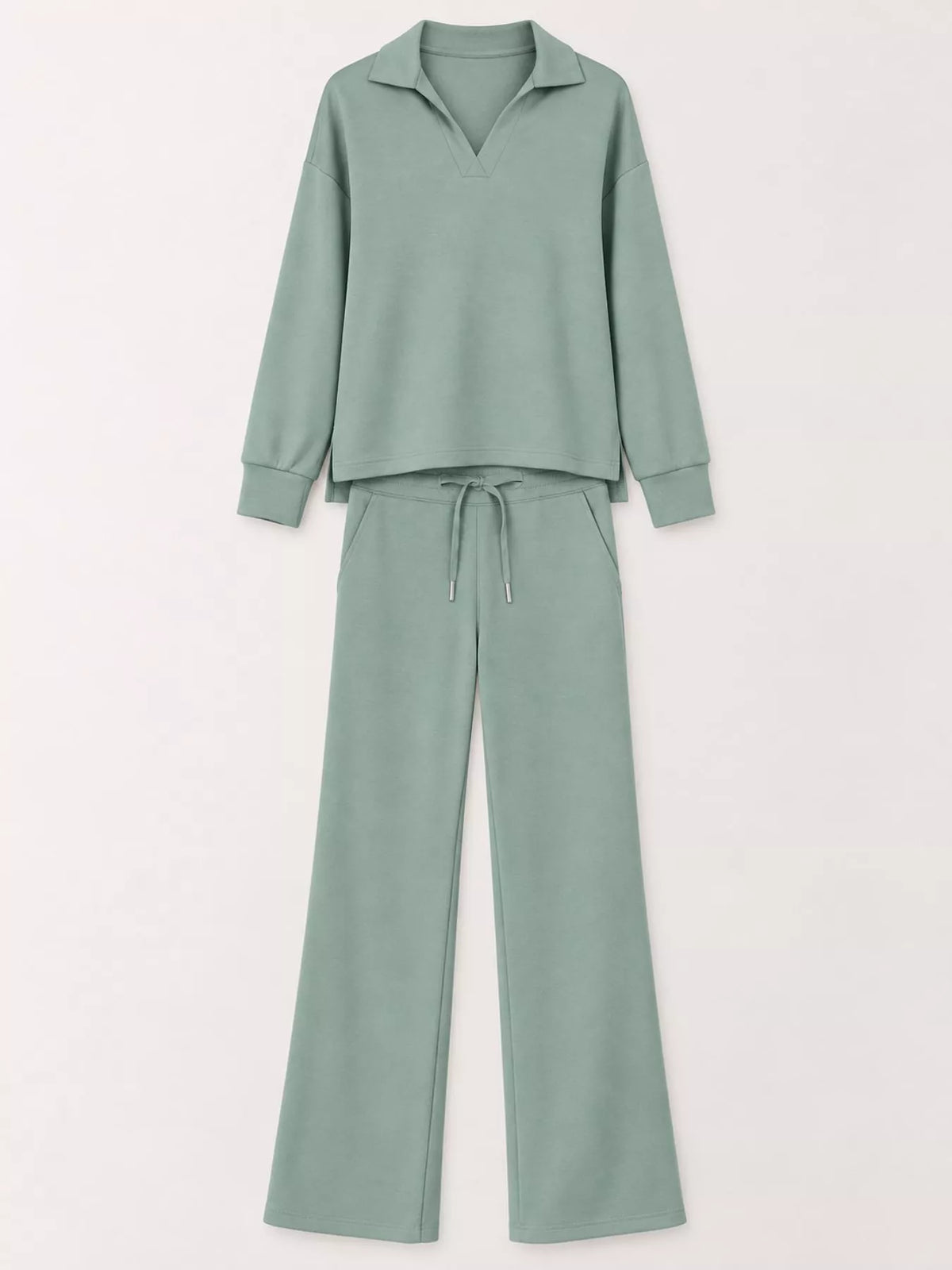 Dropped Shoulder Top and Drawstring Pant Set