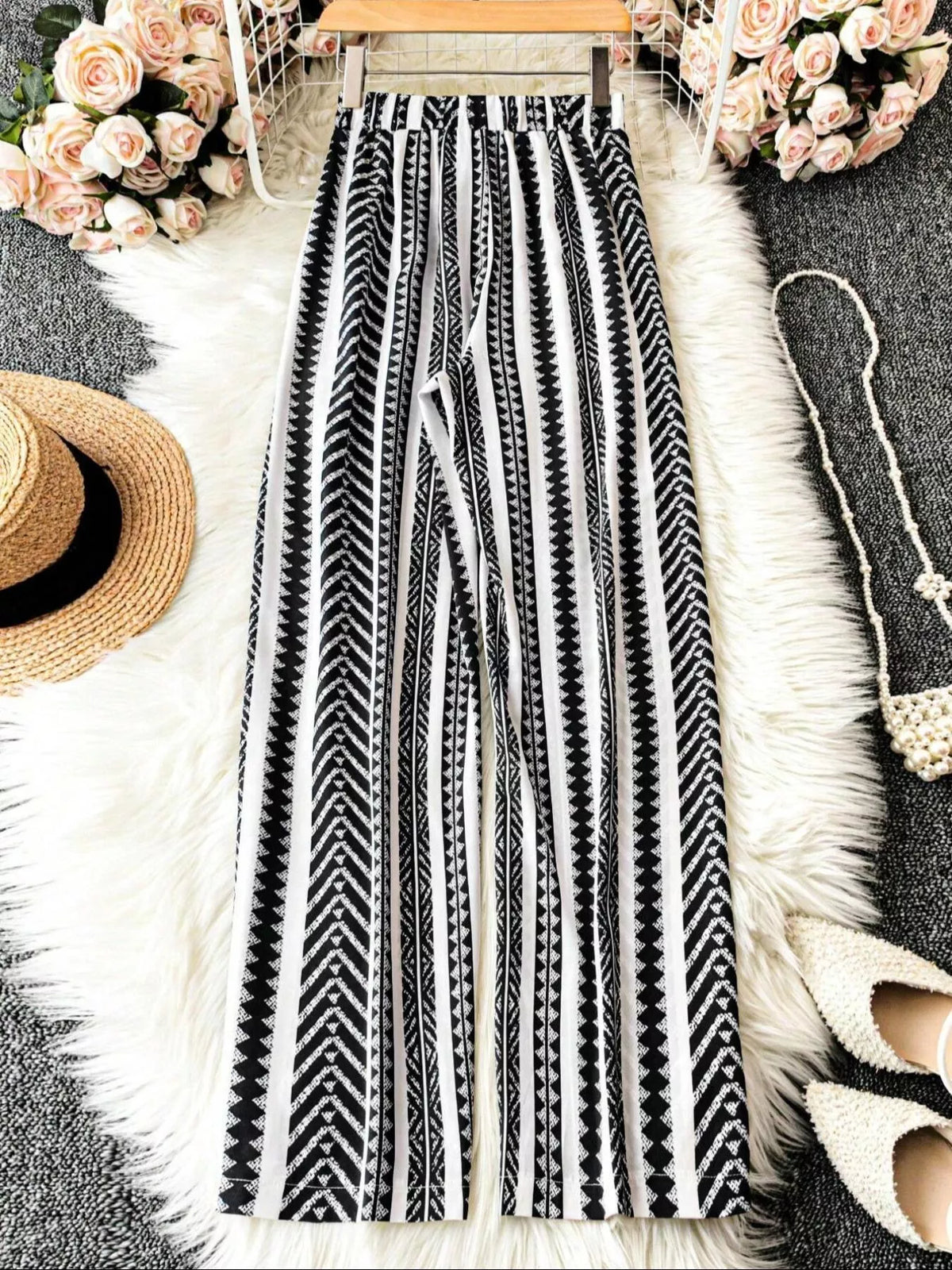 Boho Print Wide-Leg Pants