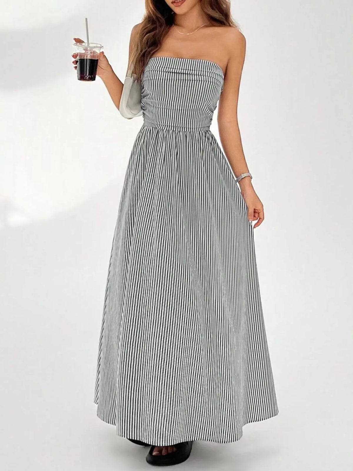 Smocked Strapless Striped Maxi Dress by Calliope
