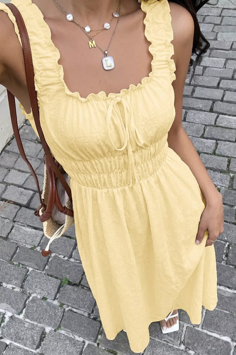 Square Neck Sleeveless Maxi Dress in Pastel Yellow