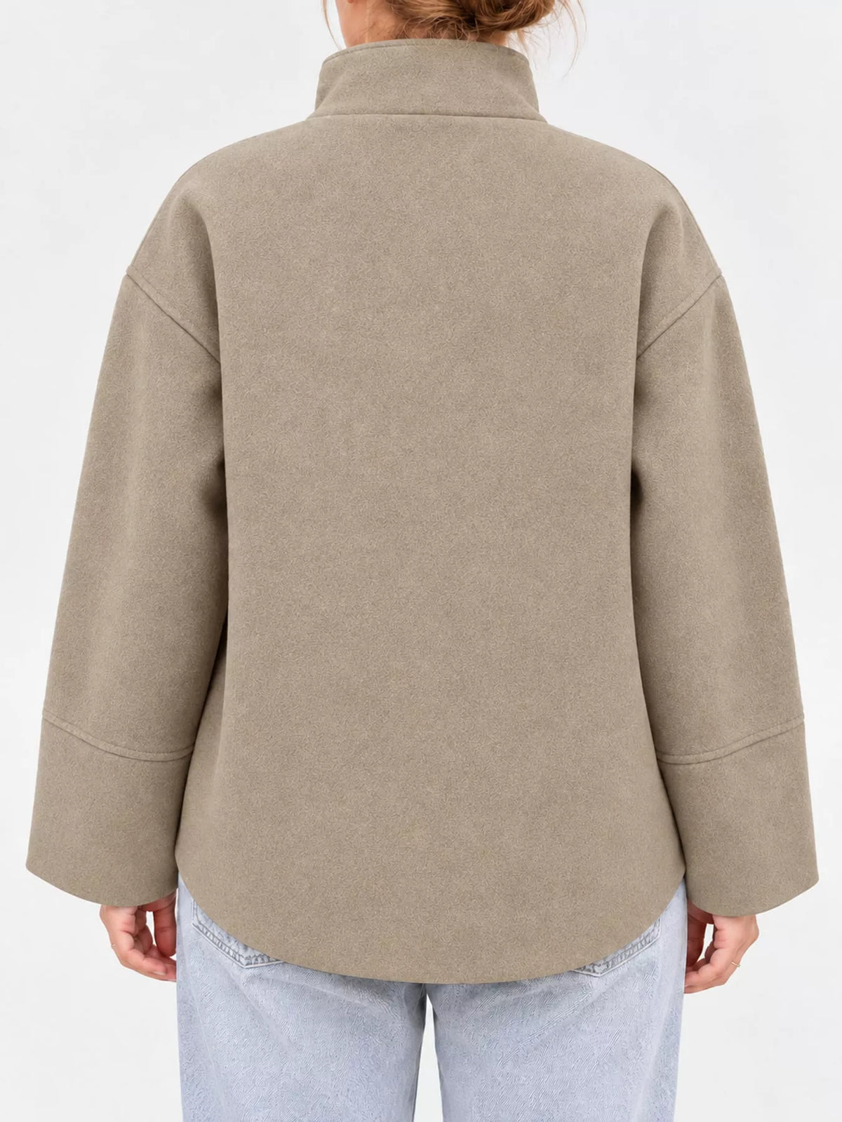 Stand-Collar Button-Up Jacket