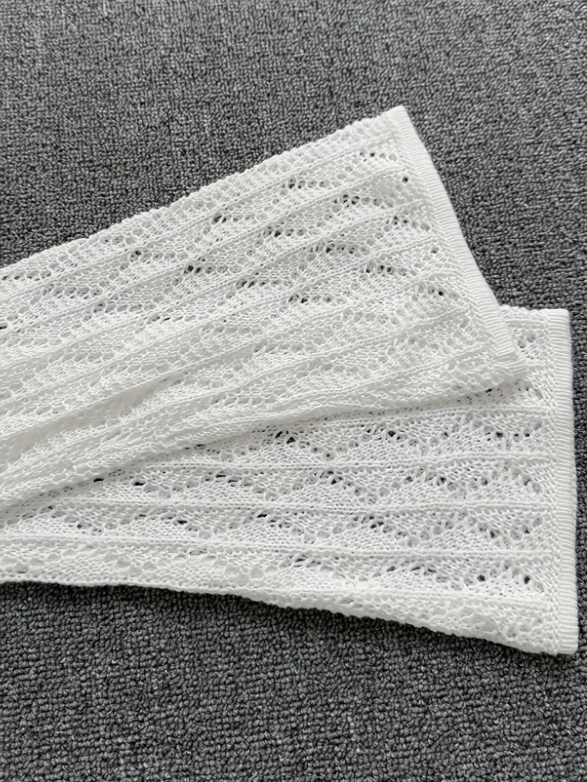 Openwork Knit Dress in White