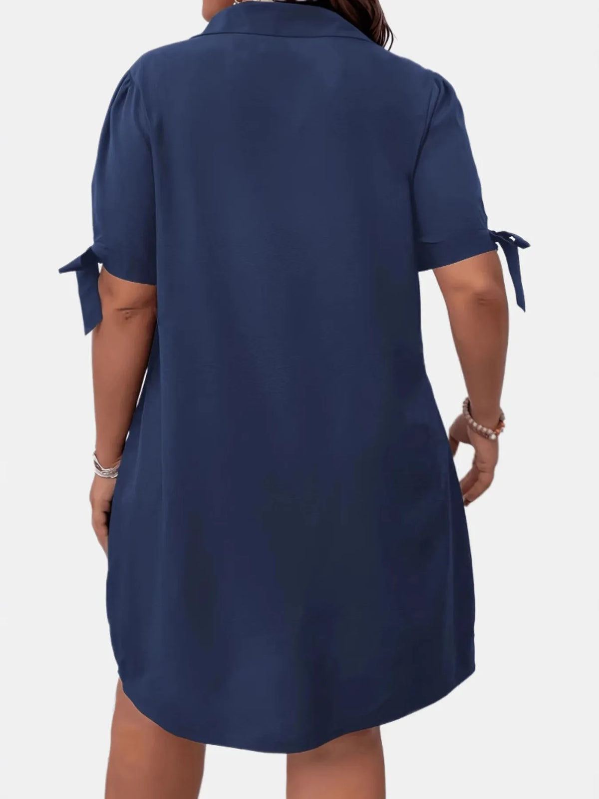 Button Detail Shift Dress in Navy Blue