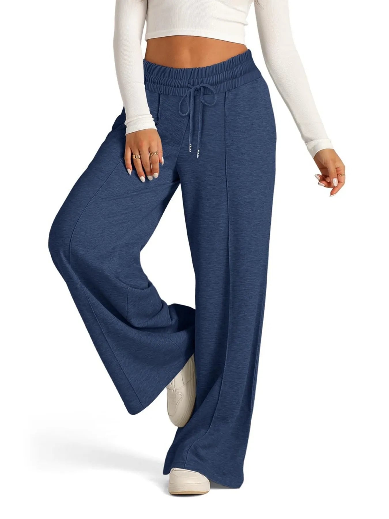 Drawstring Relaxed Wide Leg Pants