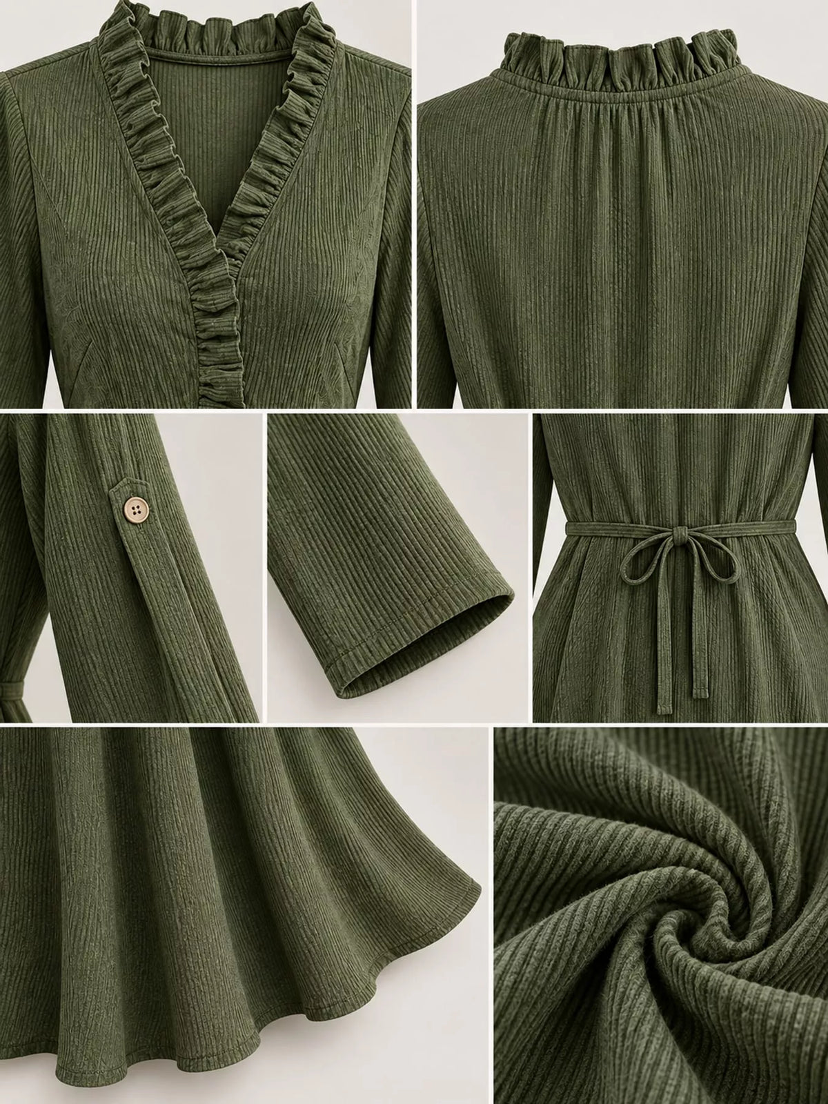 Frill Roll-Up Sleeve Maxi Dress